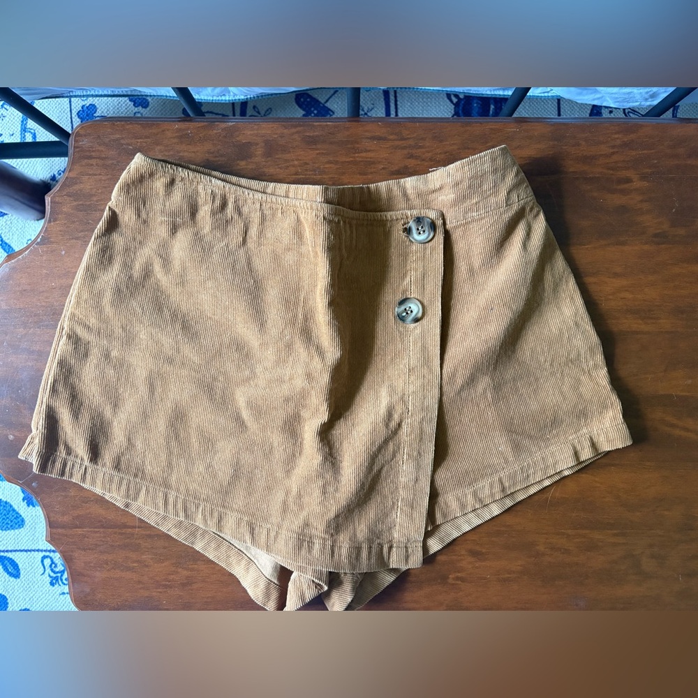 Cotton Candy Camel Wrap-Style Corduroy Skort